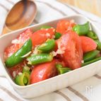 トマトとスナップエンドウのレモンオニオンサラダ