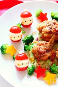 トマトとポテトサラダで作るサンタさん