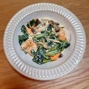 えりの作ってみた!投稿(【鮭とほうれん草の和風クリーム煮】簡単なのに絶品!お魚レシピ)