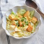 簡単3分！厚揚げとキャベツのレンチン卵とじ＊