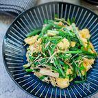 食感楽しい♪ニラとえのきの卵とじ