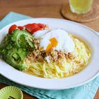 夏のゴーヤと！レンジで簡単！肉みそ和え麺