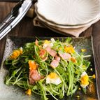 とまらない美味しさ♡水菜とカリカリベーコンのごまマヨドレ和え