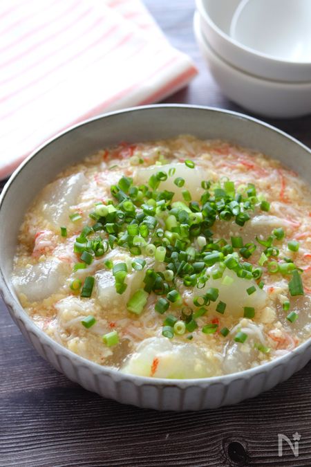 卵豆腐とカニカマ使って簡単うまうまあんかけ冬瓜