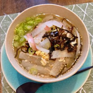 まもの作ってみた!投稿(ほっとほどける🧡大根と鶏むね肉の″うめ〜スープ″)