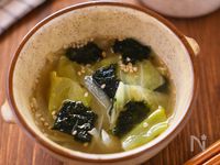 【キャベツと海苔の中華スープ】韓国のりの風味がいい♪
