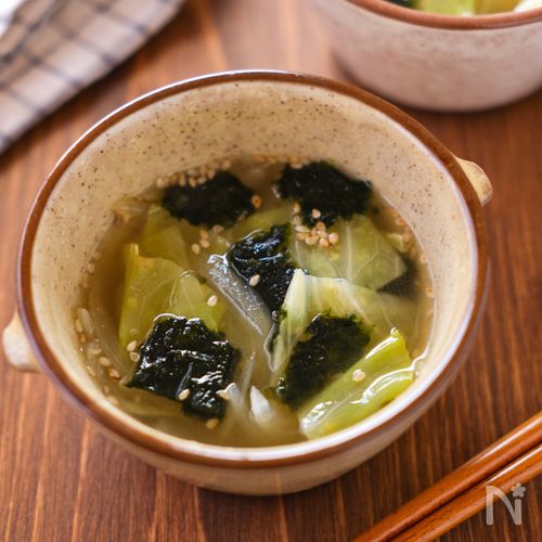 【キャベツと海苔の中華スープ】韓国のりの風味がいい♪