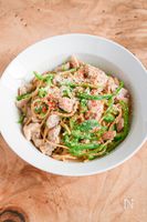 ついつい食べたくなる！鶏肉とピーマンのパスタ