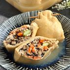 レンジで料亭の味〖豆腐とひき肉の五目巾着〗じゅわ旨〜♪