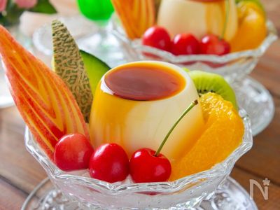 レンジで4分！レトロ可愛い＊プリンアラモード | レシピサイトNadia