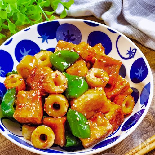 あまから~厚揚げとちくわピーマンの照り焼き