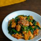 鶏肉とほうれん草の照り炒め・照りっと甘辛でご飯が進む！