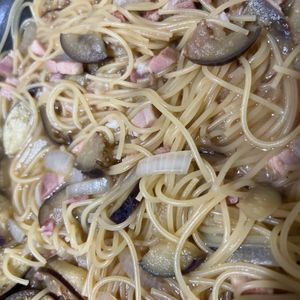 にゃんの作ってみた!投稿(フライパン1つ！満足度大【茄子とベーコンのバター醤油パスタ】)