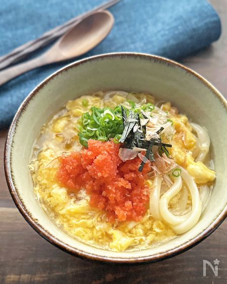 【ふわたま明太とろみうどん】とろ旨！汁まで飲み干すおいしさ！
