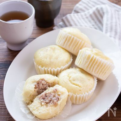 【肉まん風蒸しパン】ホットケーキミックスで簡単おやつ