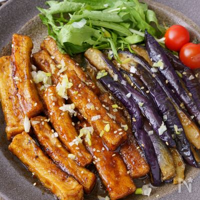 【肉なしでも大満足】厚揚げ豆腐と茄子のとろ旨黒酢炒め