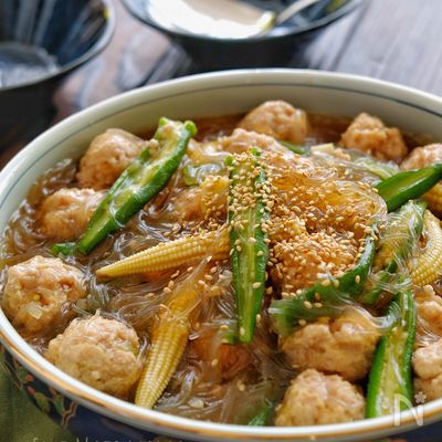 戻し不要！＊鶏団子とオクラとヤングコーンの春雨煮込み＊