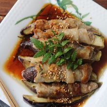肉巻き茄子の生姜ソース。