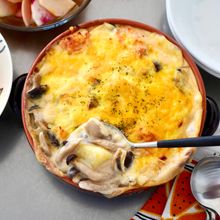 鮭ときのこのとろーりチーズグラタン〜ホワイトソース不要