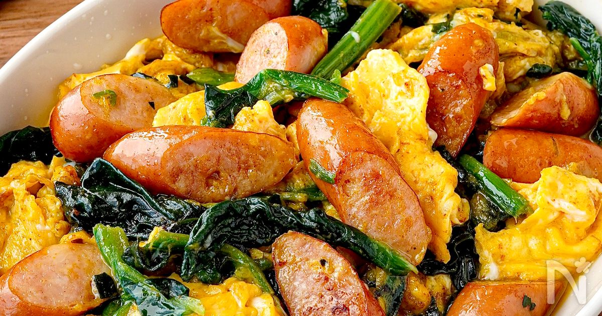 【ほうれん草と卵のカレー炒め】朝食にも◎5分で完成