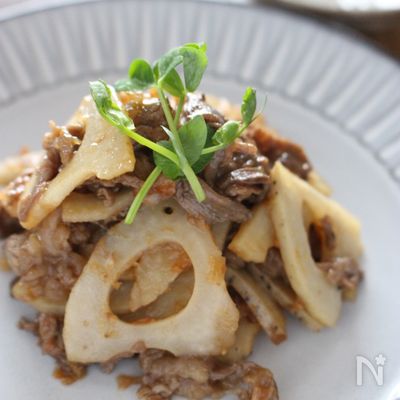 牛肉とレンコンの和風炒め