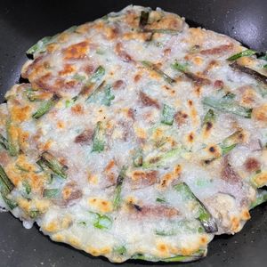 しょうこの作ってみた!投稿(カリっ＆もっちり【豚ニラの米粉チヂミ】お弁当にも！簡単旨い☆)