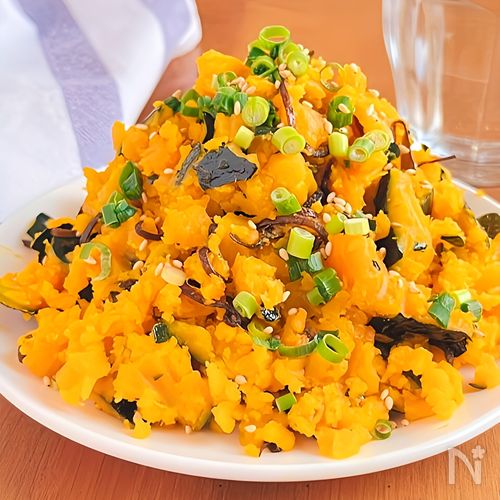 茹でない!蒸さない!カボチャの塩昆布マヨサラダ