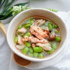 むくみとり♪サーモンと枝豆のエイジングスープ