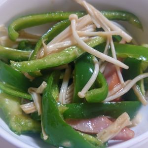 オレンジの作ってみた!投稿(レンジで１分『旨味噌ピーマン』時短簡単！お弁当にも♪)