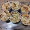 ももの作ってみた!投稿(甘煮はレンジで♪混ぜて焼くだけ【米粉りんごおさつマフィン】)
