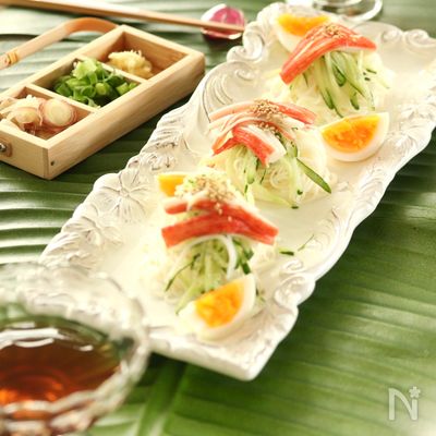 そうめんアレンジ！七夕にもぴったりなカニカマきゅうりそうめん