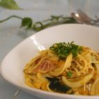 かぼちゃとベーコンの豆乳クリームスパゲティ