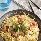 【白菜とウインナーの豆乳クリームパスタ】たっぷり野菜を摂れる