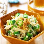 レンジで3分！【オクラとえのきのおかかぽん酢和え】腸活にも◎