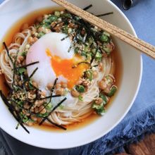 オクラ納豆そうめん。