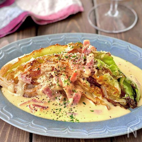 【カルボ風♪春キャベツのステーキ】一玉ペロッと食べれる♡