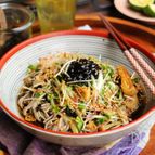 こんぶ佃煮と油揚げの薬味そば