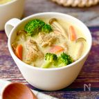 【豚肉のカレー豆乳スープ】具だくさんで大満足♪