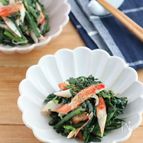 レンジで簡単！春菊とかにかまのねぎ塩サラダ