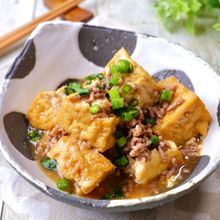 包丁不要!レンジで簡単☆『厚揚げのそぼろ煮』