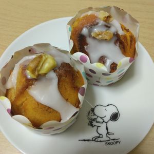 ももの作ってみた!投稿(焼くまで10分【米粉シナモンロール風マフィン】)