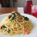 塩酒粕を使ったサーモンのクリームパスタ