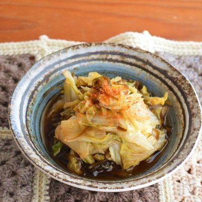 【白菜と塩昆布のレンジ蒸し】速攻おつまみ♪