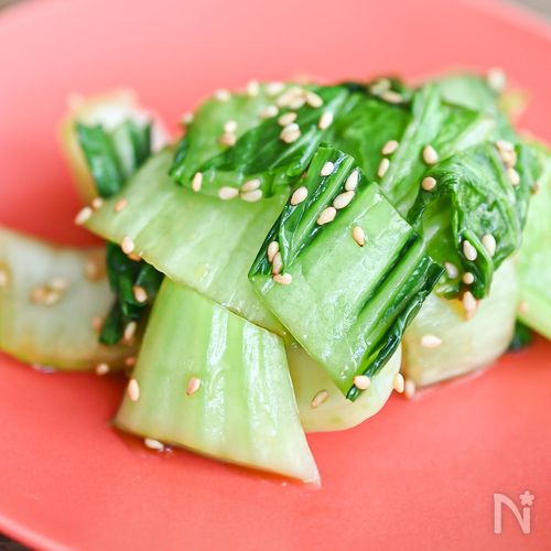 旨味凝縮！5分で完成！オイル茹でちんげん菜のめんつゆ和え