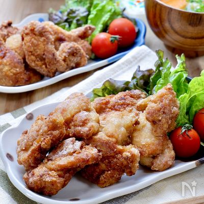 下味冷凍☆油は大さじ3でOK！『揚げない焼き唐揚げ』