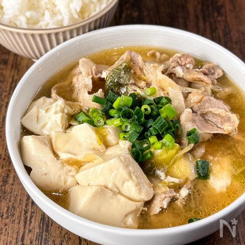 コク旨ねぎ味噌肉豆腐（豚こまで簡単）