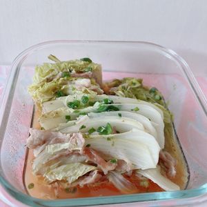 あーちゃん·͜· ♡の作ってみた!投稿(豚バラと白菜のミルフィーユ蒸し【レンジで簡単！旨味たっぷり】)