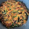ワンパン！困った時にヘビロテ【米粉と豆腐の豚キムチヂミ】の工程5
