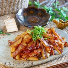 病みつき食感♪長芋とベーコンの焦がしバター醤油炒め