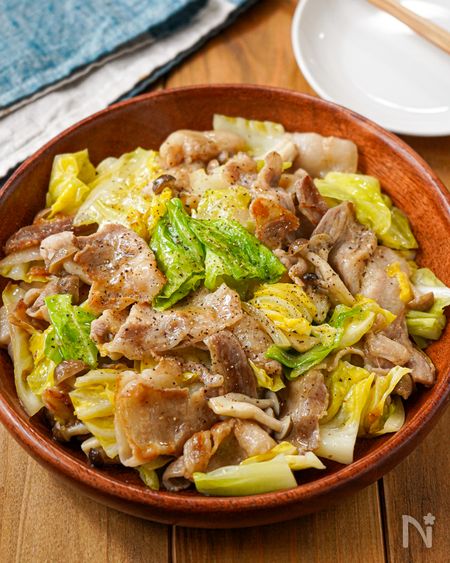 【ワンパン♪豚バラとキャベツのうま塩炒め】男子喜ぶ！